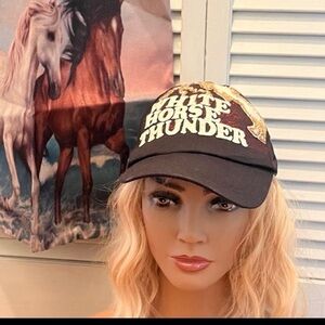 ( 0327) WHT Horse Hat Cap Hand Sewing by Julie Lee Nersinger